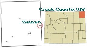 map of crook County Wyoming showing location of Beulah